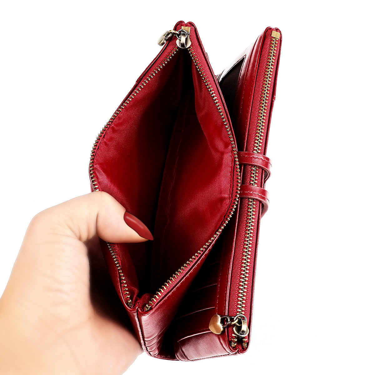 Leather lady vertical wallet cowhide card holder