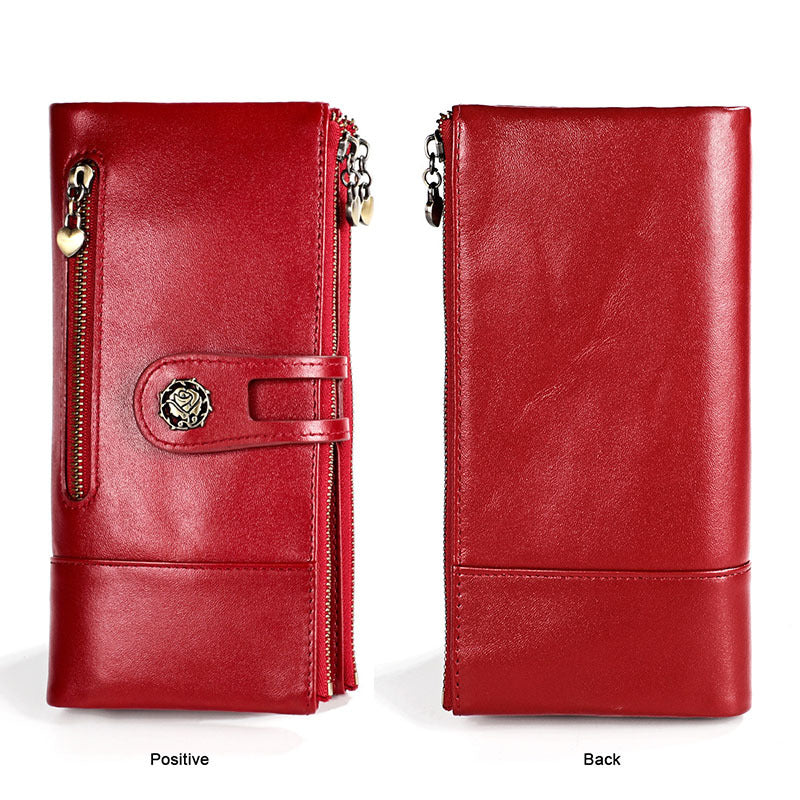 Leather lady vertical wallet cowhide card holder