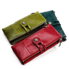 Leather lady vertical wallet cowhide card holder