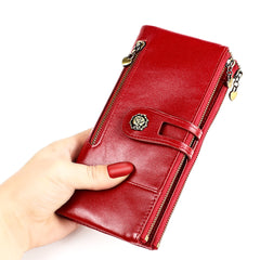 Leather lady vertical wallet cowhide card holder