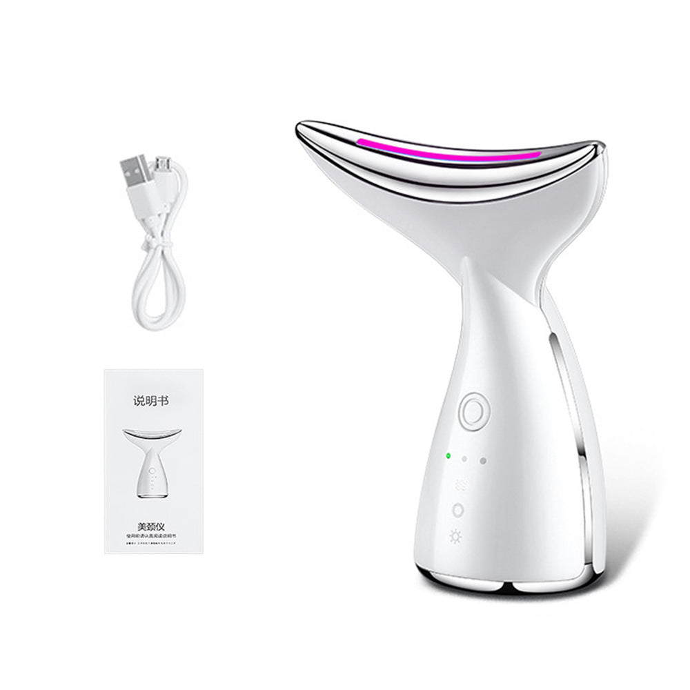 EMS Microcurrent Neck Face Beauty Device With 3 Colors LED Photon Therapy Skin Tighten