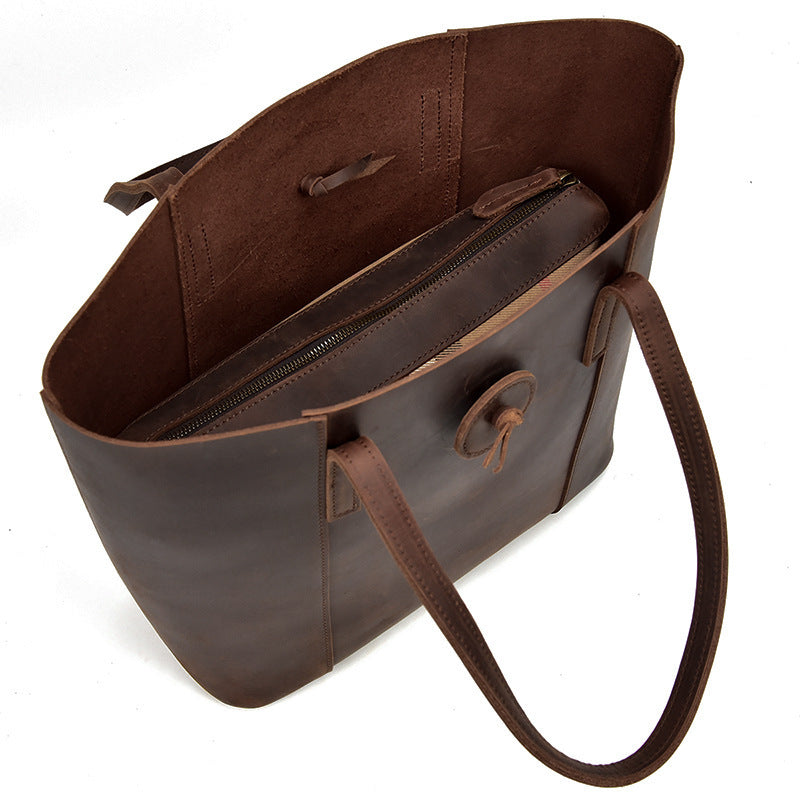 Women Genuine Leather Handbag Crazy Horse Leather Clutch Tote Bags Designer