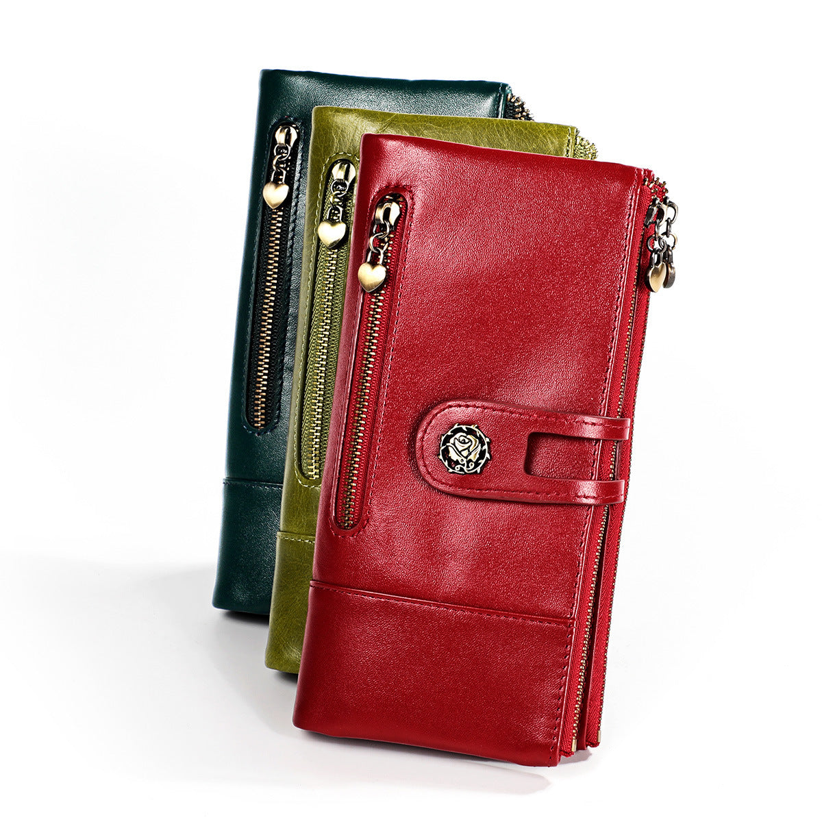 Leather lady vertical wallet cowhide card holder