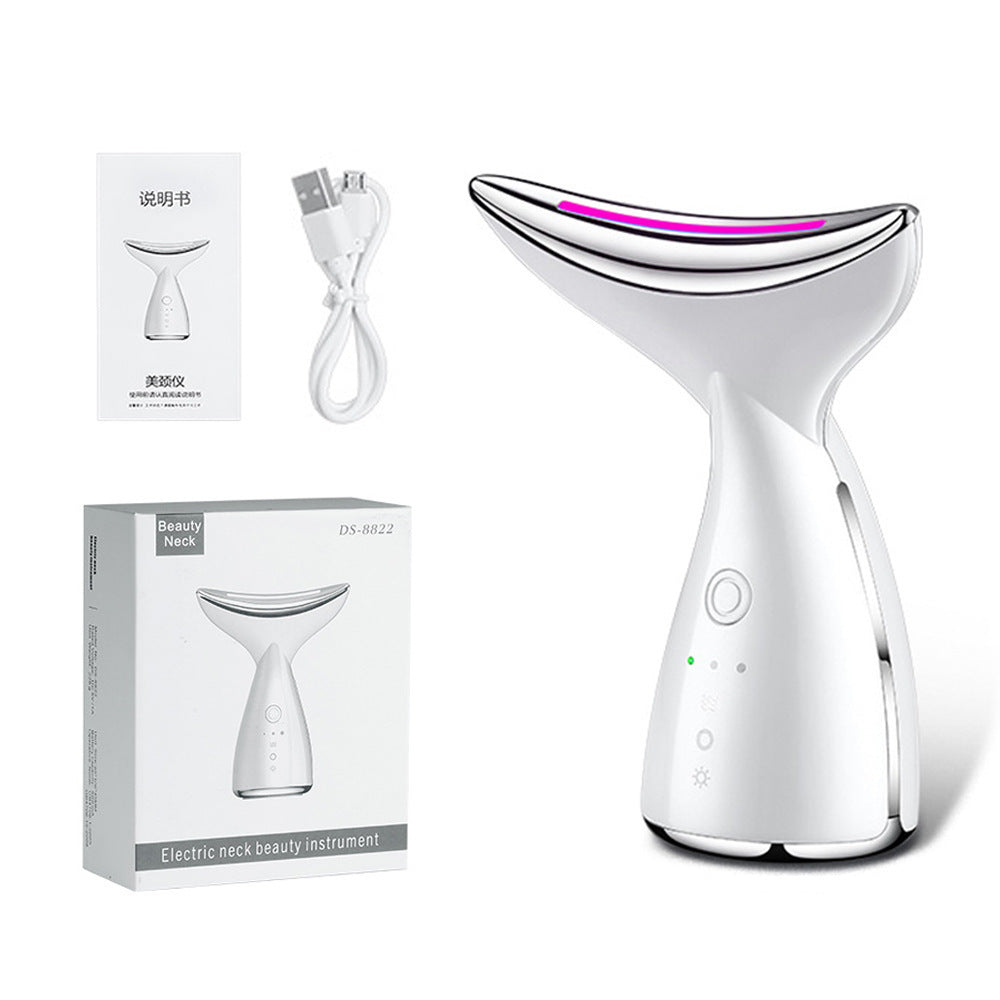EMS Microcurrent Neck Face Beauty Device With 3 Colors LED Photon Therapy Skin Tighten