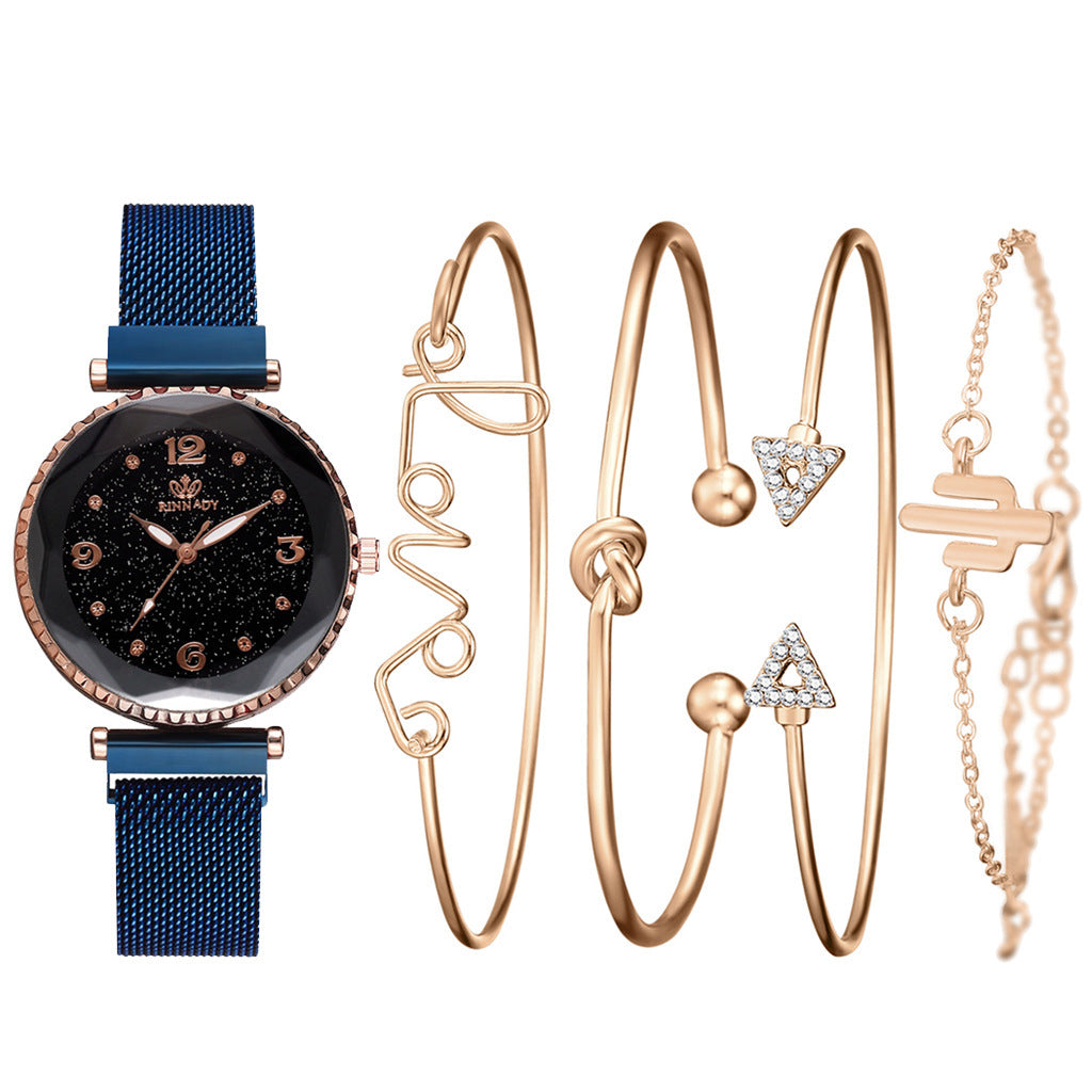 Women Watches Starry Sky Magnet Buckle Bracelet Wrist watch Roman Numeral Simple Clock Gift