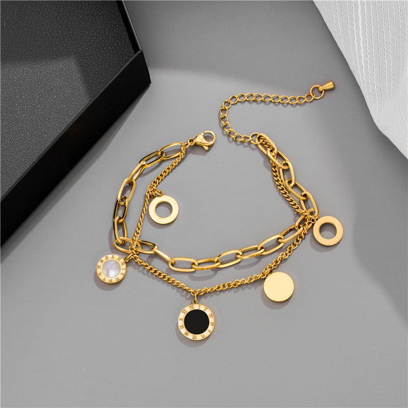 Light Luxury Roman Numeral Pendant Bracelet