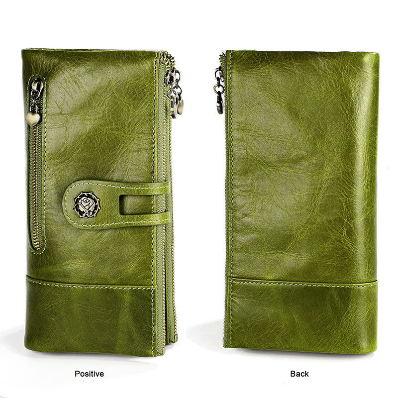 Leather lady vertical wallet cowhide card holder