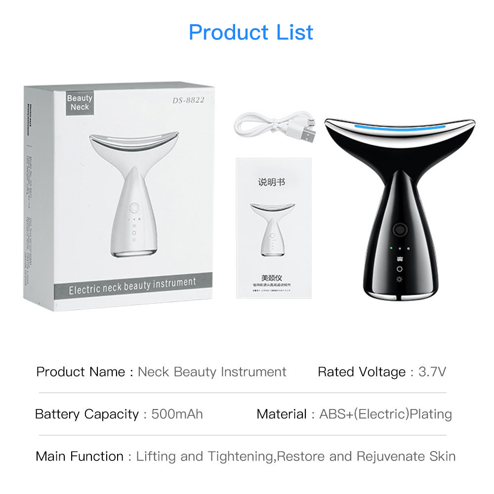 EMS Microcurrent Neck Face Beauty Device With 3 Colors LED Photon Therapy Skin Tighten