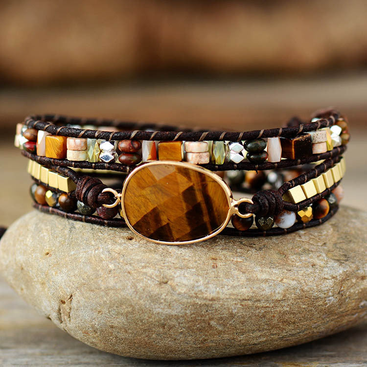 Egg Shaped Tiger's Eye Natural Stone Bracelet