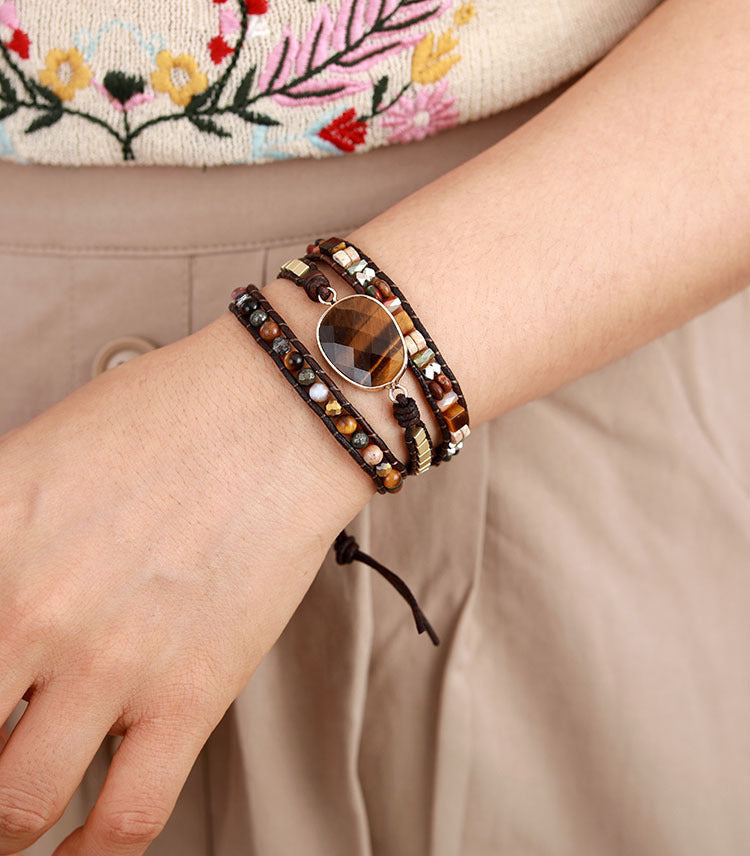 Egg Shaped Tiger's Eye Natural Stone Bracelet