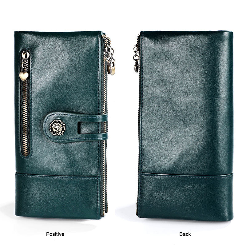 Leather lady vertical wallet cowhide card holder