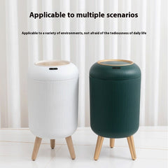 Smart Sensor Trash Can Light Luxury Round High Leg Kitchen Bathroom