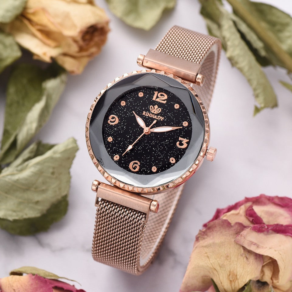 Women Watches Starry Sky Magnet Buckle Bracelet Wrist watch Roman Numeral Simple Clock Gift