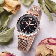 Women Watches Starry Sky Magnet Buckle Bracelet Wrist watch Roman Numeral Simple Clock Gift
