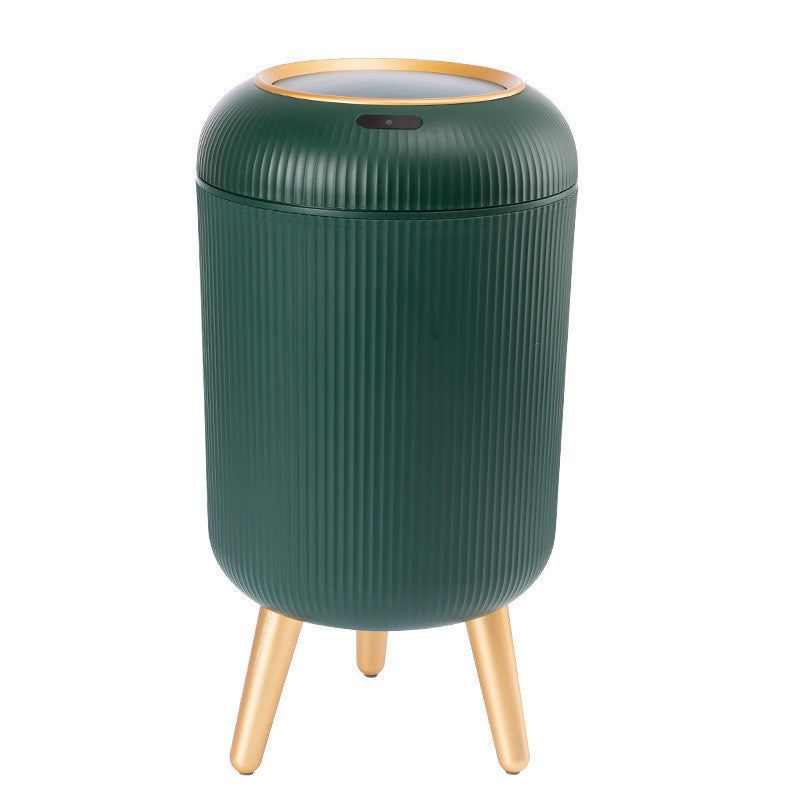 Smart Sensor Trash Can Light Luxury Round High Leg Kitchen Bathroom