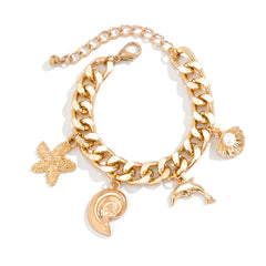 Creative Boho Conch Dolphin Starfish Pendant Choker Necklace Bracelets Women Trendy Vintage Tassel Chain Grunge Jewelry Fashion Jewelry