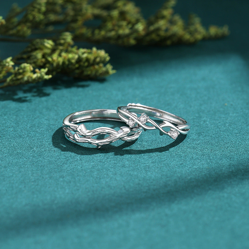 S925 Sterling Silver Couple's Lianzhi Ring
