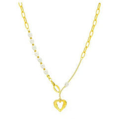 Stacked Chain Pearl Necklace Female