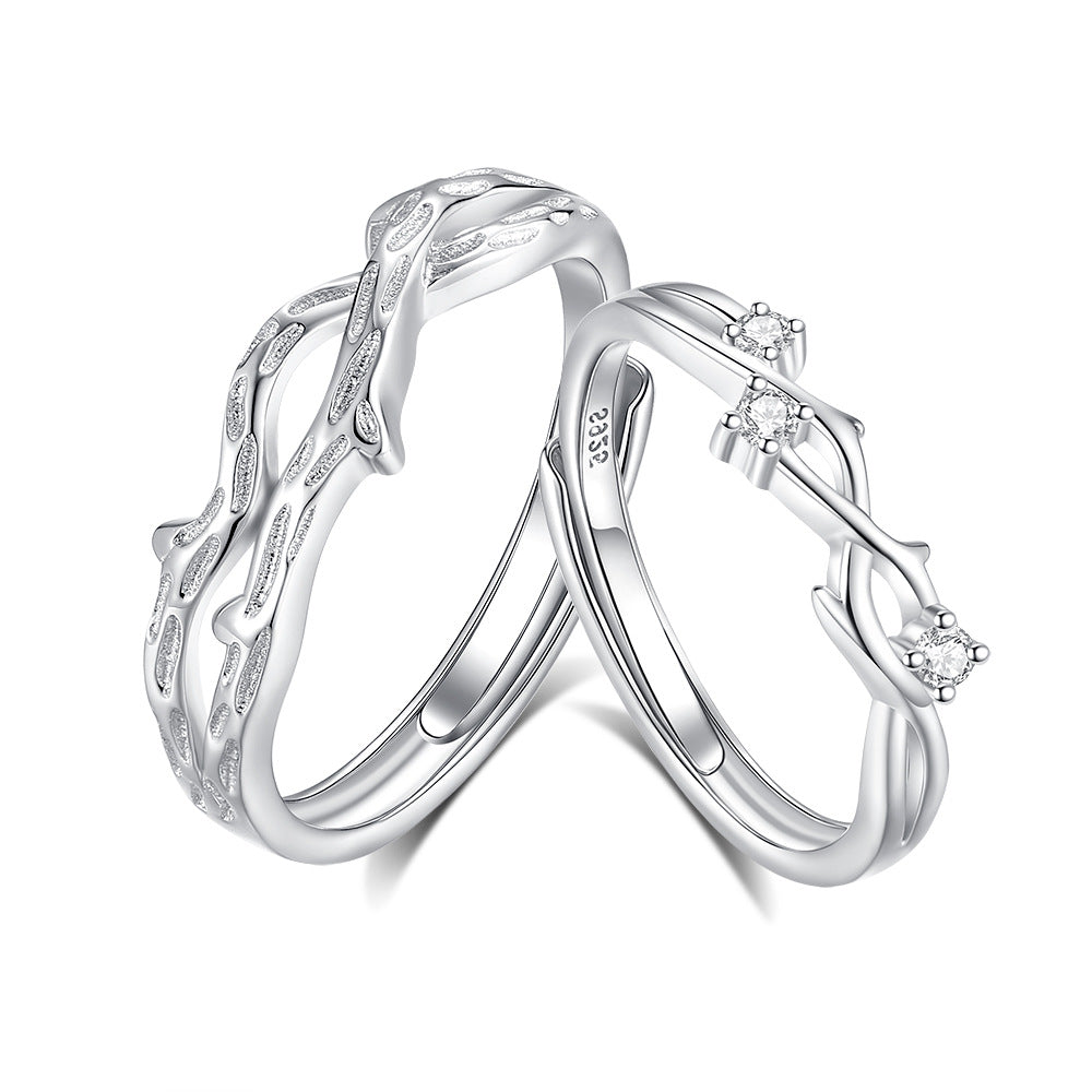 S925 Sterling Silver Couple's Lianzhi Ring
