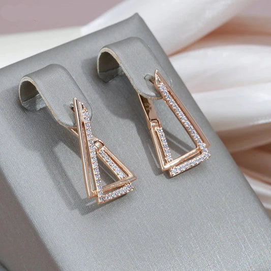 New Fashion Rose Gold Colour Earrings For Women with Natural Zircon