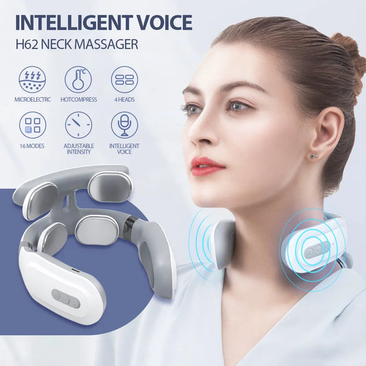 Smart Back Neck Massager with Heating TENS Pulse Cervical Muscle Massage Wireless Shoulder Relief Pain Health Care