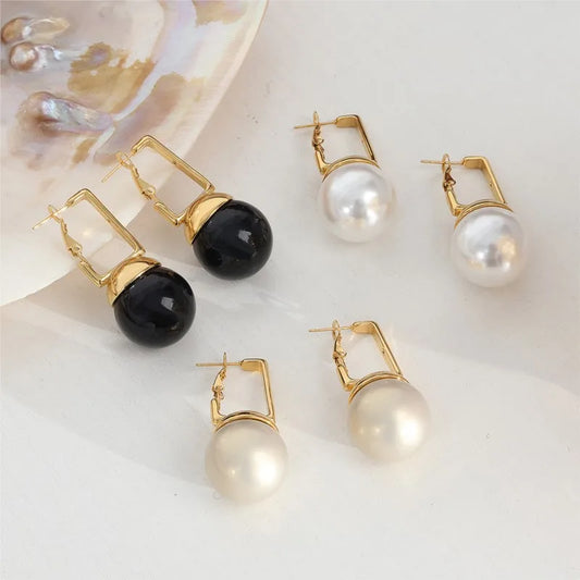 Black Beads Pendant Earrings For Women